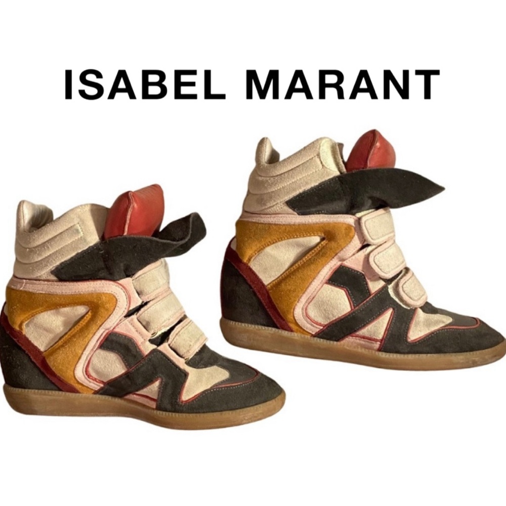 Isabel Marant Authentic Multicolour Suede Bekett Wedge Sneaker Size 38EU 7.5-8US